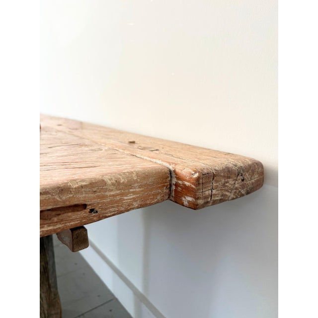Brown Large 19th Century Weavers Coffee Table in Lime Wash Teak, Indonesia For Sale - Image 8 of 15
