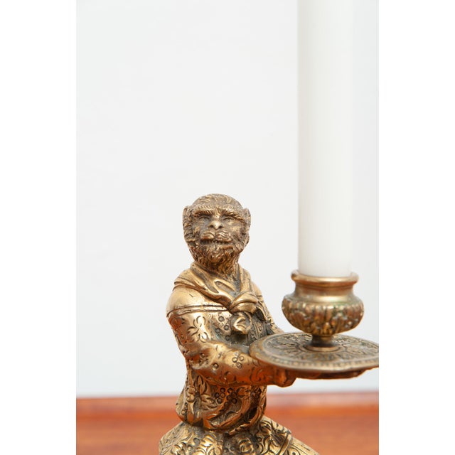 Monkey Candlesticks in Brass in Singerie Style, Set of 2 For Sale - Image 4 of 10
