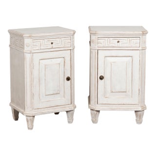 Early 20th Century Swedish White Nightstands, Pair For Sale