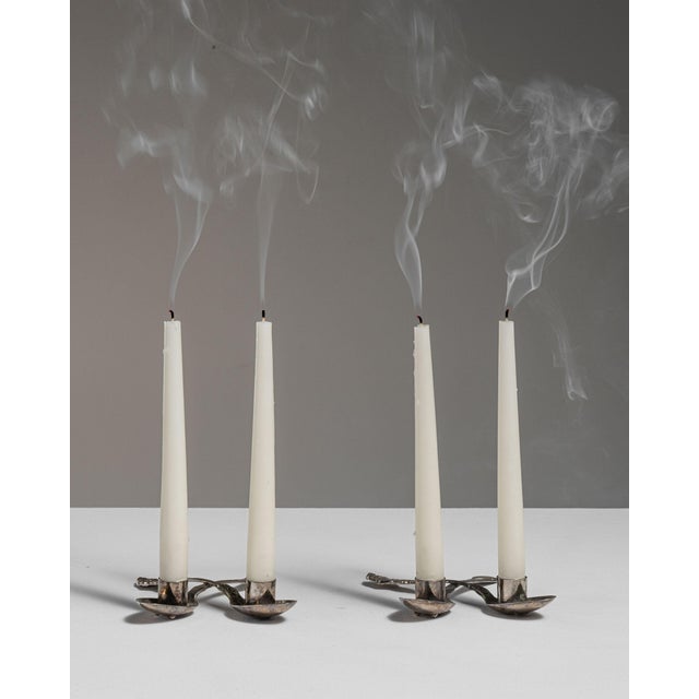 Early 20th Century France Black Silver Candlestick For Sale - Image 15 of 16