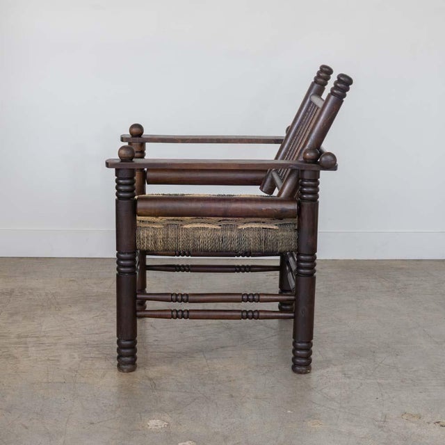 1940s 1940s Oak and Woven Lounge Chair by Charles Dudouyt For Sale - Image 5 of 14