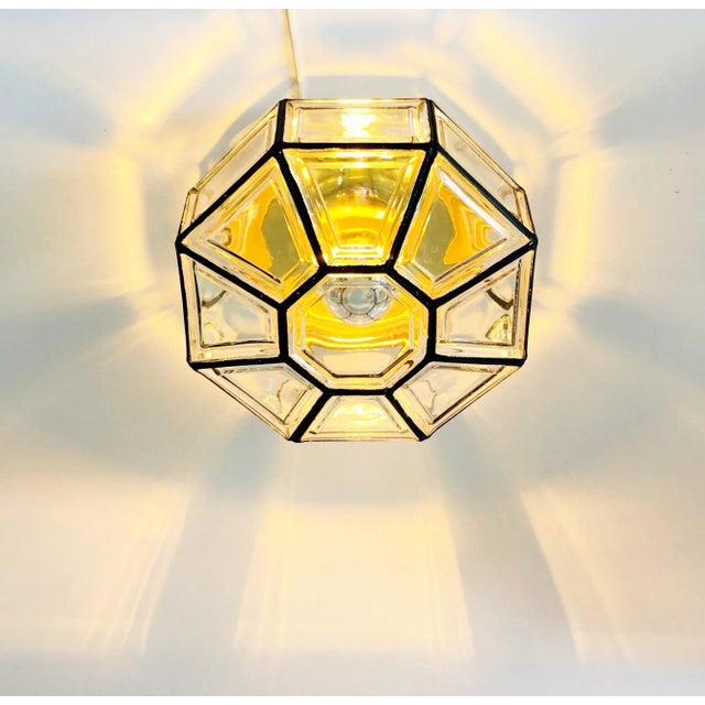 Mid-Century Glass & Brass Flush Mount from Limburg, Germany, 1960s For Sale - Image 6 of 10