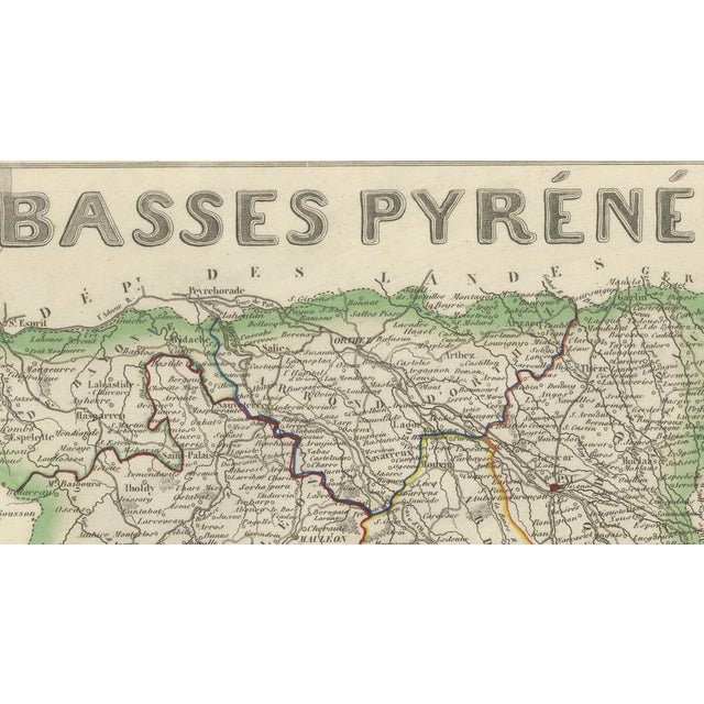 Antique Map of Basses-Pyrénées by Vuillemin, France, 1850 For Sale - Image 9 of 10