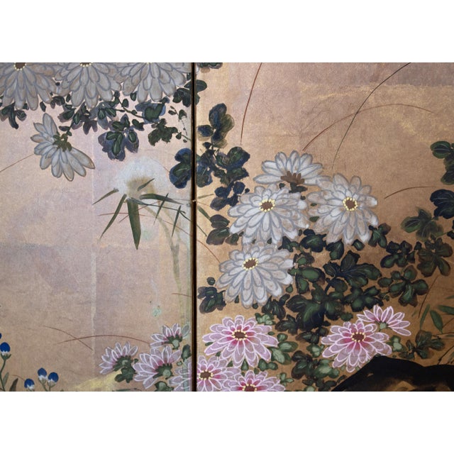 1950-1960s Showa Era Pair of Painted Japanese Byobu Screens For Sale - Image 11 of 18