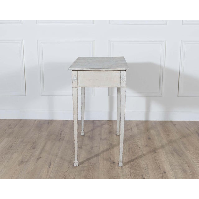 Off-white Danish Neoclassical Painted Console Table with Marbled Top, Circa 1820 For Sale - Image 8 of 8