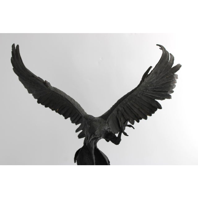 Early 20th Century Antique French Bronze Sculpture of Eagle Falcon by Jules Moigniez, Large 24" For Sale - Image 5 of 15