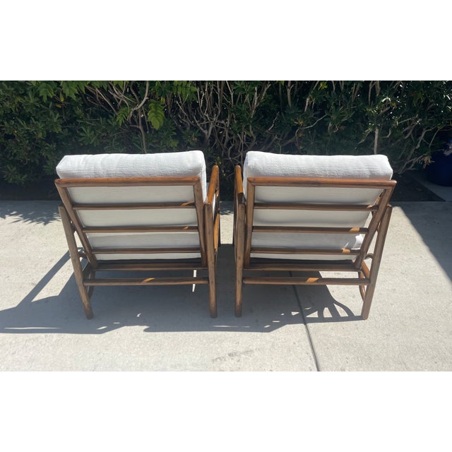 Contemporary Brown Jordan Vintage Rattan Lounge Chair Set, New Perennials Cushions For Sale - Image 3 of 14