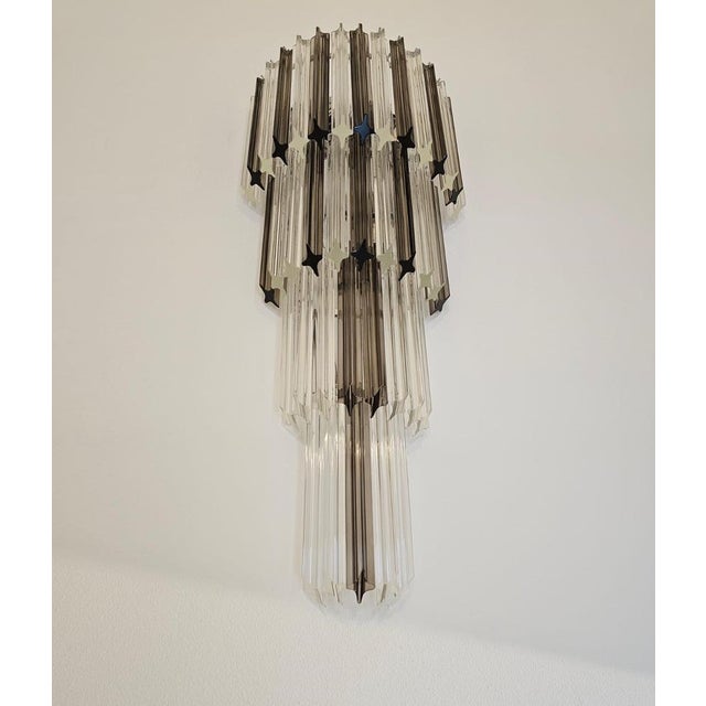 Large Vintage Wall Sconce with Handmade Murano Crystal Quadrihedrons, Venice, Italy, 1961 For Sale - Image 9 of 11