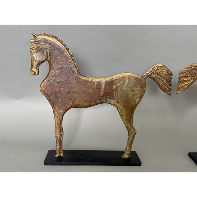 Vintage Heavy Bronze Standing Horse Equestrian Sculpture Book Ends Argentina For Sale - Image 4 of 12