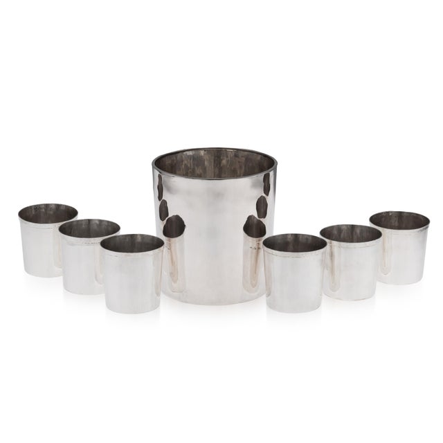 Vintage Italian Silver Ice Bucket and Beakers, Florence, Italy, 1970s, Set of 7 For Sale - Image 12 of 12
