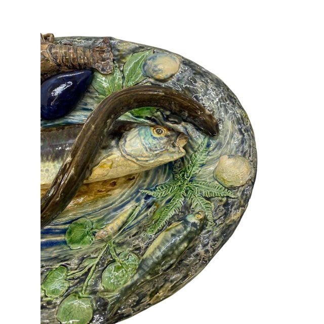 Majolica Large Palissy Ware Majolica Platter by Alfred Renoleau, French, Circa 1885 For Sale - Image 4 of 13