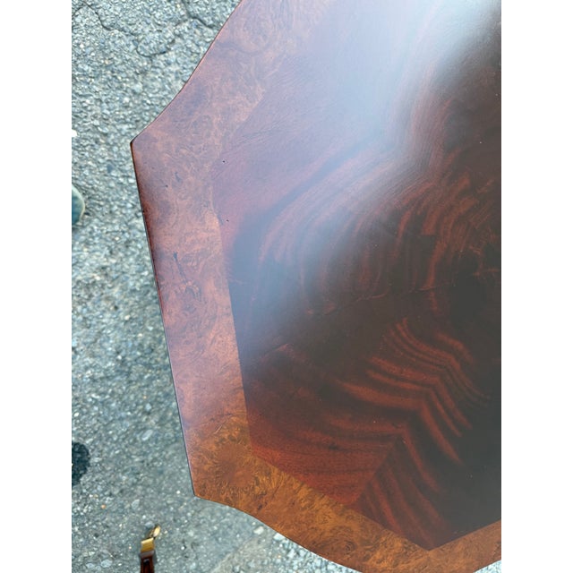 Late 20th Century Pair of English Regency Style Inlaid Octagon Side Tables With Casters For Sale - Image 9 of 11