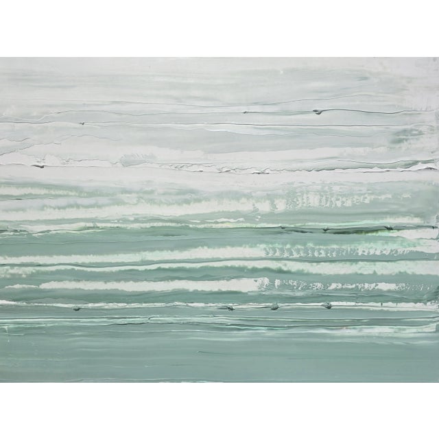 Abstract 35' X 28' - 'Pacific Ocean / Palisades' - High End Shadow Box Framed Neutral Color Palette Abstract Seascape Landscape Original Oil Painting For Sale - Image 3 of 12