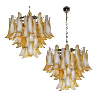 Italian Caramello Petal Chandeliers, 1995, Set of 2 For Sale
