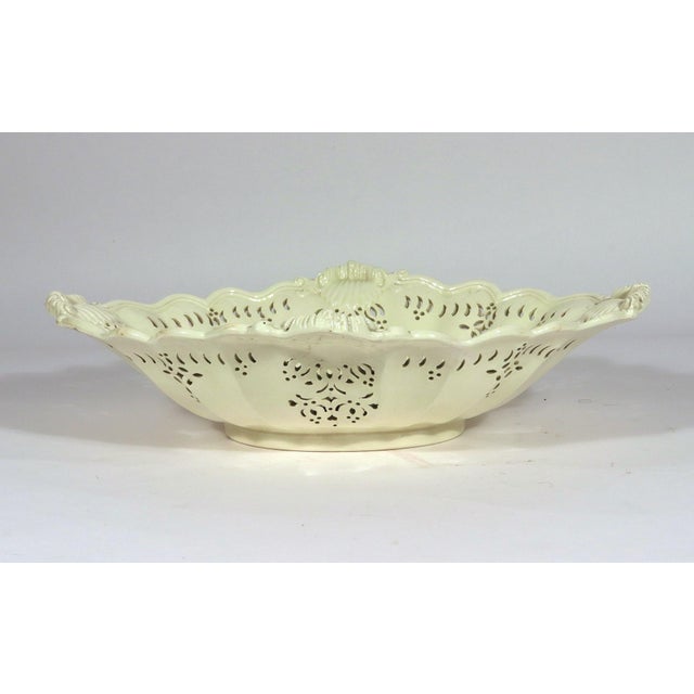 Cream Large English Creamware Pierced Fruit Basket, Diamond Shape With Shell Corners, Staffordshire or Yorkshire Circa 1775–1785 For Sale - Image 8 of 10