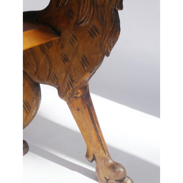 Brown 19th Century Victorian Oak Gothic Library Steps with Lion Figures For Sale - Image 8 of 11