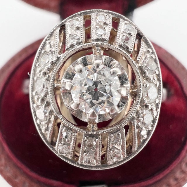 Art Deco Gold Platinum and Diamond Ring, Size 6.5 For Sale - Image 6 of 7