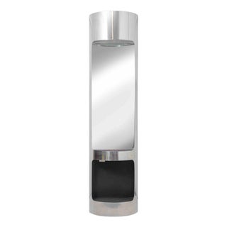 Italian Modern Totem Floor Lamp with Mirror, Steel and Glass, 1970s For Sale