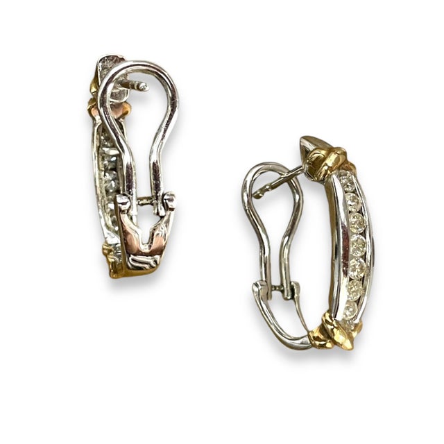 Modern Radiant 10k White Gold Diamond Drop Earrings - 2 Pieces For Sale - Image 3 of 4