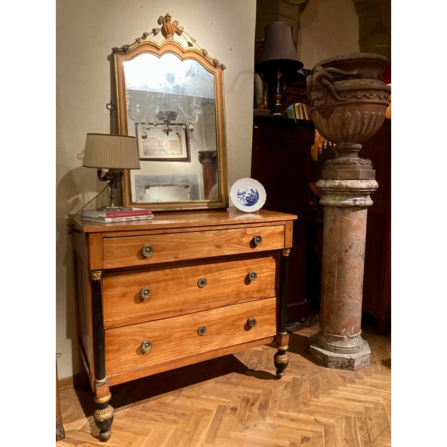 Antique Italian Empire Cherrywood Chest of Drawers with Ebonized Columns, 1800s For Sale - Image 10 of 13
