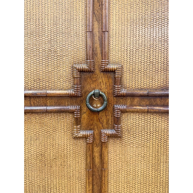 Vintage Thomasville Pauletti Faux Bamboo Woven Armoire, Collectible Storage For Sale - Image 18 of 18
