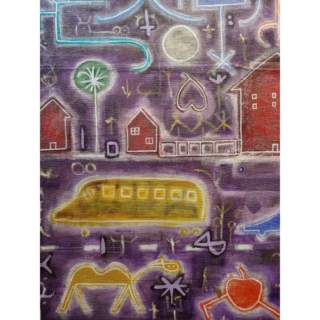 Modern Reza Kassai -Chaotic Modern Society-Oil Painting on Canvas For Sale - Image 3 of 10