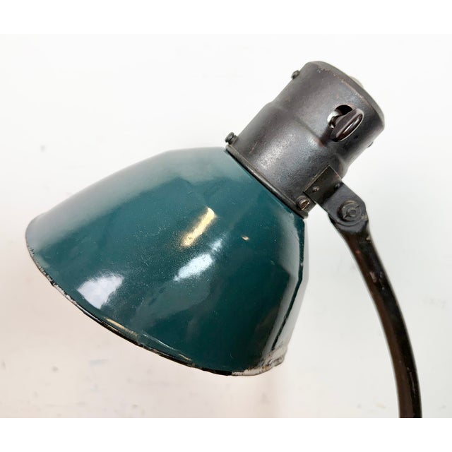 Bauhaus Vintage German Bauhaus Petrol Enamel Table Lamp from Schaco, 1930s For Sale - Image 3 of 18