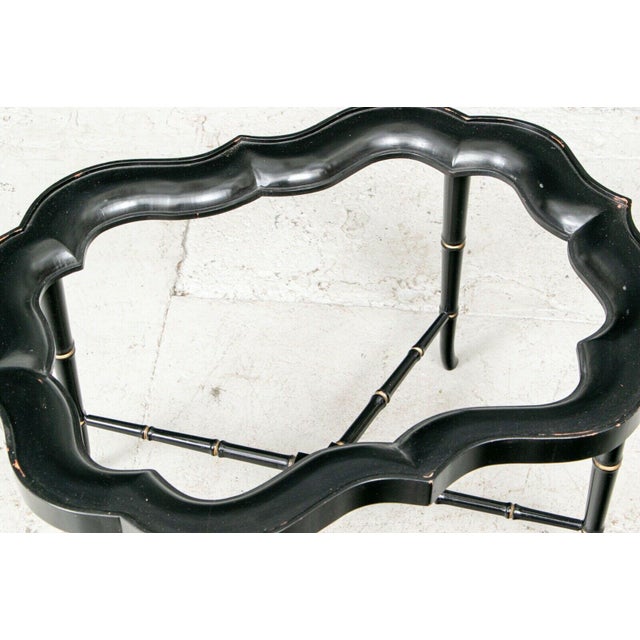 Metal 19th Century Polychrome Black Lacquer Tole Tray Table For Sale - Image 7 of 8