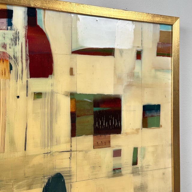 Mid-Century Modern Vintage Abstract Postmodernist Painting, Signed (Mixed Media in Layered Resin) For Sale - Image 3 of 8