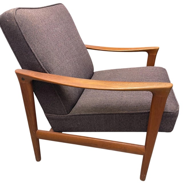 Brown Mid-Century Modern Scandinavian Teak Lounge Arm Chair For Sale - Image 8 of 12
