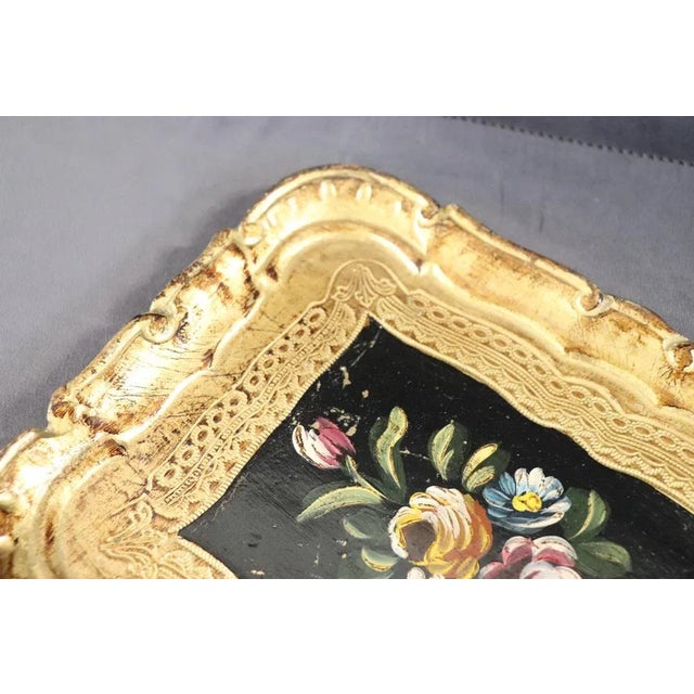 Hand-Painted Wood Tray, 1980s For Sale - Image 3 of 11