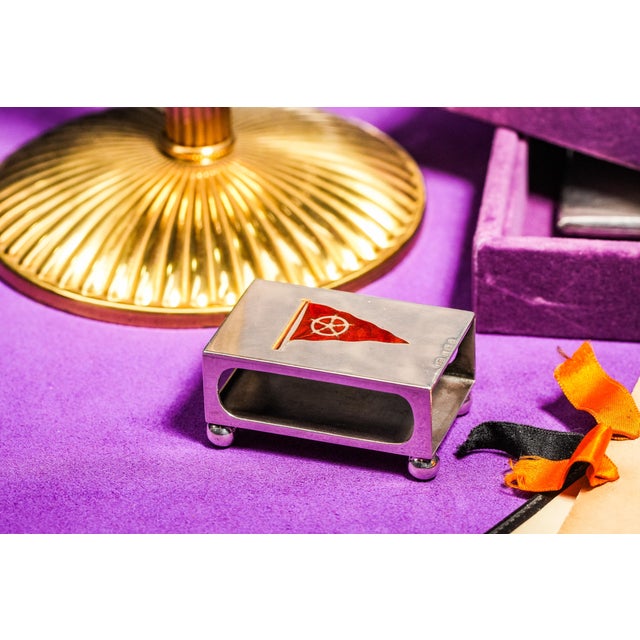 A rare find for the serious collector, this exquisite solid silver and enamel matchbox holder captures the elegance of...