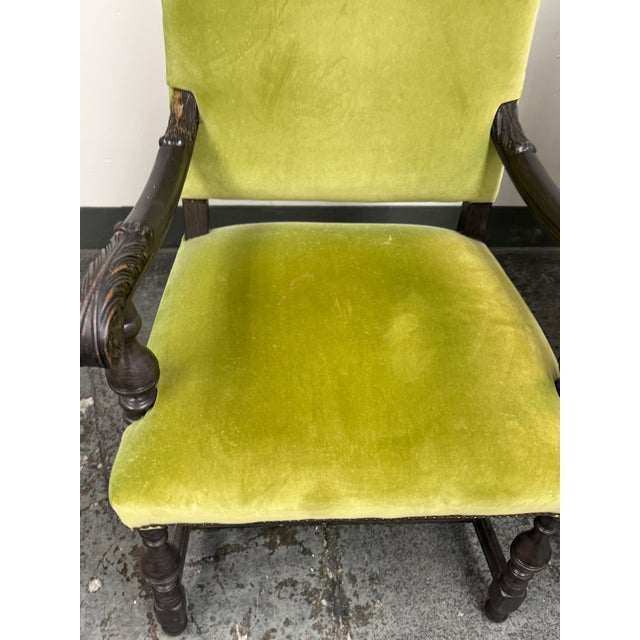 Antique Carved Wood Couples Armchairs, Pair For Sale - Image 9 of 12