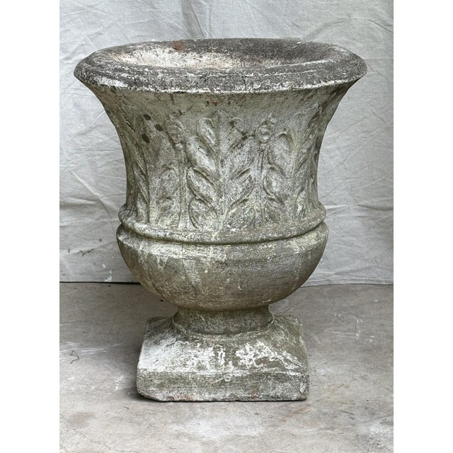 American Cast Stone Acanthus Garden Urn — Mid Century For Sale - Image 3 of 5