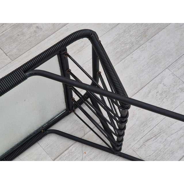 Vintage Scandinavian Side Table in Glass with Brass Wheels, 1970s For Sale - Image 9 of 17