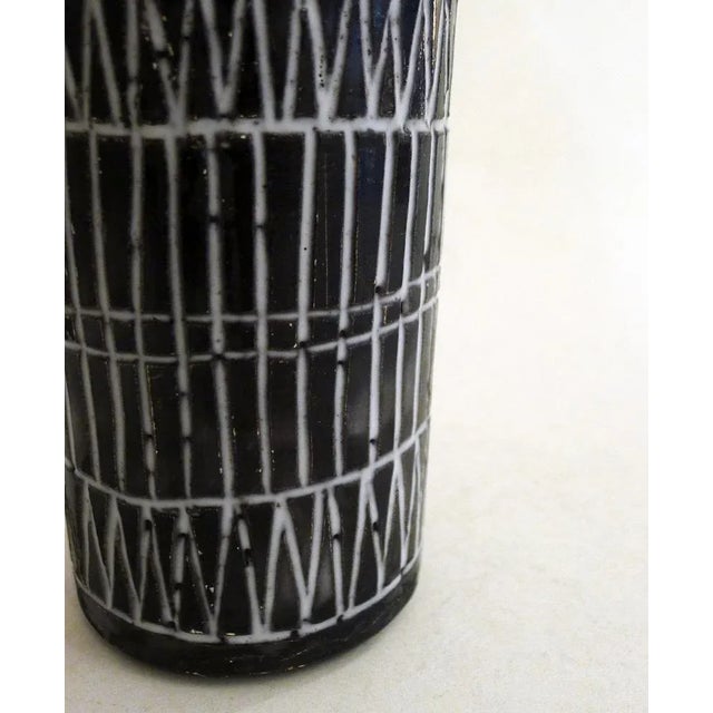 Small Mid-Century Modern Scroll Vase with Incised Geometric Decoration, 1950s For Sale - Image 12 of 14