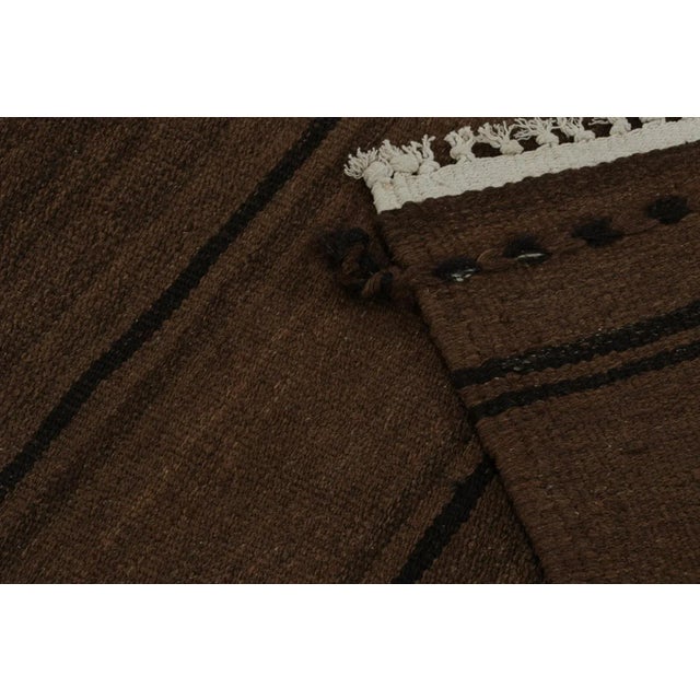 Textile 1950s Vintage Afghani Tribal Kilim Rug With Brown and Black Stripes For Sale - Image 7 of 7