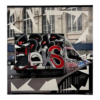 K-Narf Color Photo Graffiti with Adhesive Tape Altered Street Art Photograph Collage For Sale