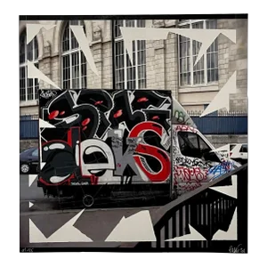 K-Narf Color Photo Graffiti with Adhesive Tape Altered Street Art Photograph Collage