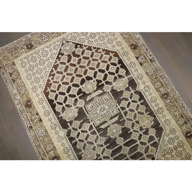 Rustic Early 20th Century Zabihi Collection Brown Persian Malayer Small Rug - 3'5" x 5' For Sale - Image 3 of 10
