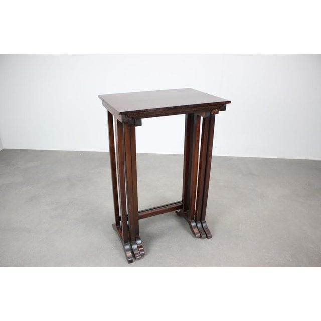 Art Deco Nesting Tables in Mahogany Veneer, Former Czechoslovakia, 1930s, Set of 3 For Sale - Image 16 of 18