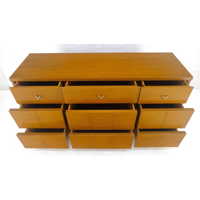 Tangerine American Mid Century Modern Light Birch 9 Drawers 63” Long Dresser MINT For Sale - Image 8 of 14