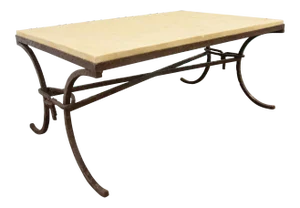 Brutalist Rustic Iron Stone Top Coffee Table