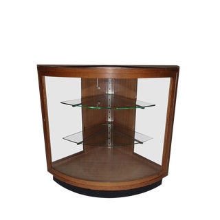 Bauhaus Corner Display Case with Adjustable Glass shelves and Lighting For Sale