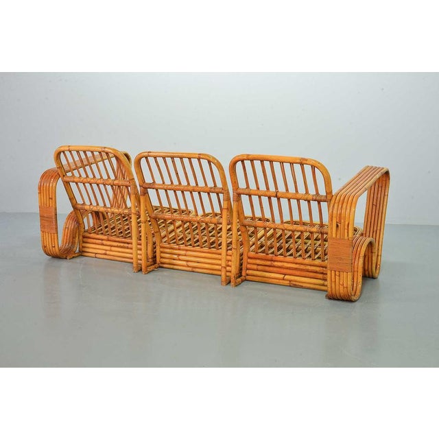 1940s Rectangular Rattan 3-Seater Sofa attributed Paul Frankl, USA, 1940s For Sale - Image 5 of 18