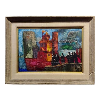 John H. Foote Jr. -Six Nuns Debarking From Joseph Medill Fireboat- Oil Painting For Sale