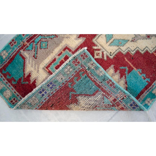 Red 1970s Vintage Hand Knotted Small Rug For Sale - Image 8 of 8