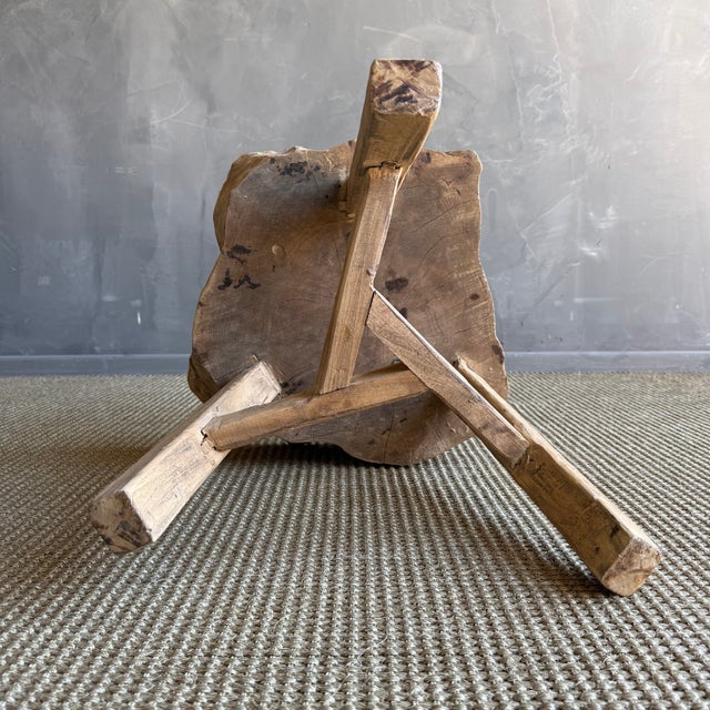 Vintage Elm Wood Chop Block Table For Sale - Image 9 of 9