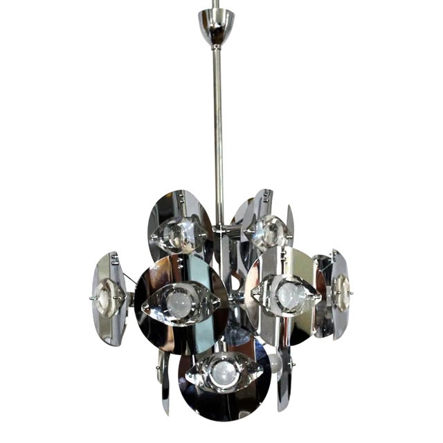 Chromed Brass Chandelier by Gaetano Sciolari, 1960 For Sale