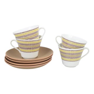 Mandarin Teacups with Saucers by Marianne Westman for Rörstrand, 1960s, Set of 8 For Sale